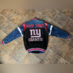 NEW!!! NY Giants NFL Football Suede Leather Full Zip Varsity Style Jacket Small